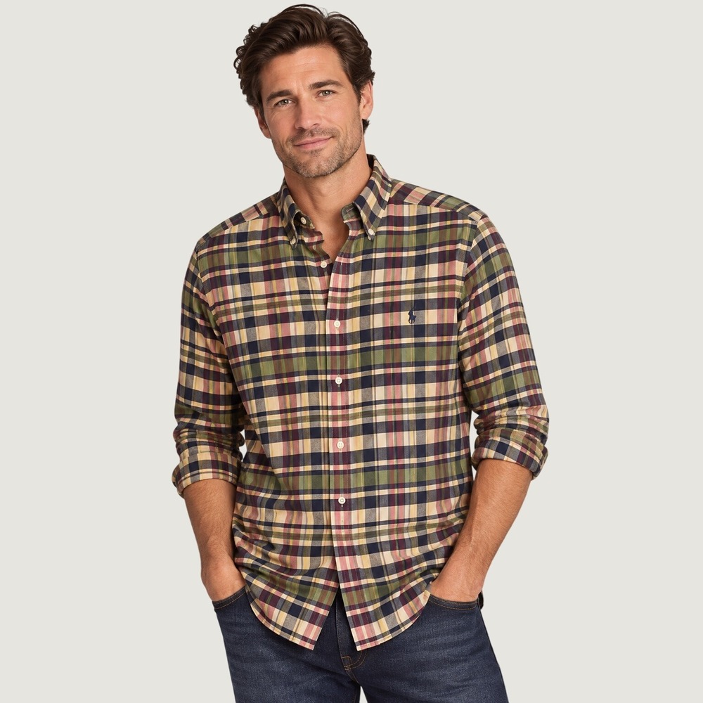 Polo Ralph Lauren Mens Classic Fit Plaid Button Down Shirt Large Multi Color